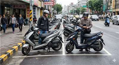 Harus Pakai Standar Tengah? Cara Parkir Motor Jadi Perdebatan Netizen Taiwan, Hati-hati Kena Denda (AI Generated)