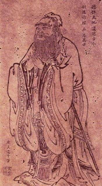 Lukisan Kongzi karya Wu Daozi (吳道子) (685-758M) dari Dinasti Tang. (Sumber: Wikipedia)
