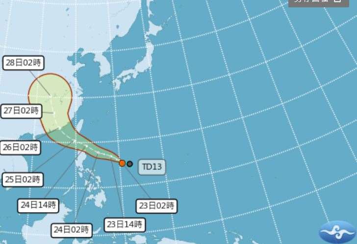 Peramal Cuaca Wu Der-romg (23/7) mengatakan, diprediksikan taifun Noul (Hongxia) terbentuk pada tanggal 24 Juli, dengan cakupan angin kencang melintasi perairan selatan Taiwan.  (foto : CWA)