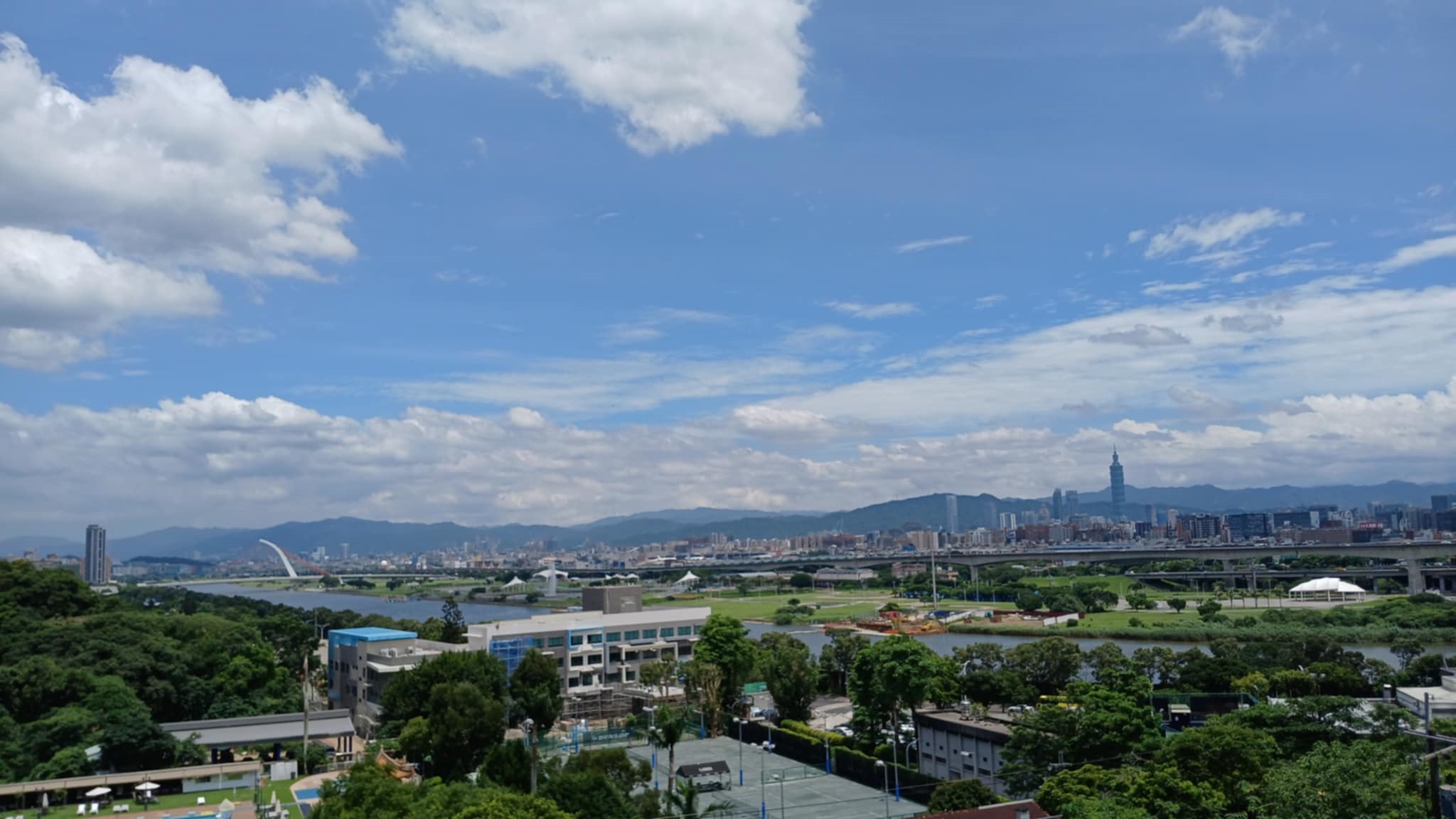 Pemandangan Kota Taipei saat cerah berawan.