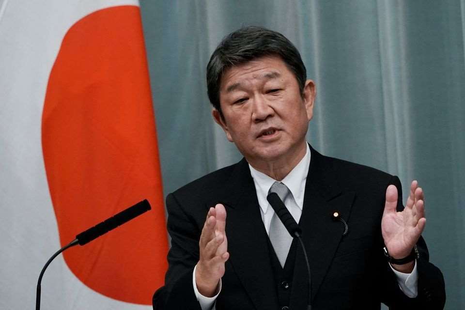 茂木敏充外務大臣は10日の記者会見で台湾国際放送の運営母体である中央放送局（Rti）の記者の質問に答えました。（写真：Rti）