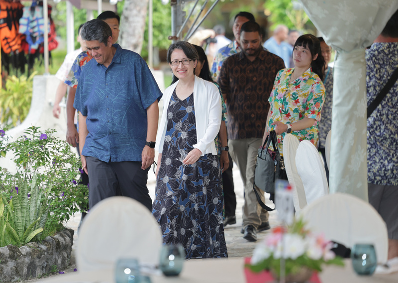 パラオを訪問中の蕭美琴‧副総統は、ウィップス大統領と共に、観光分野などにおける両国の協力深化に期待を寄せた。（写真：CNA）