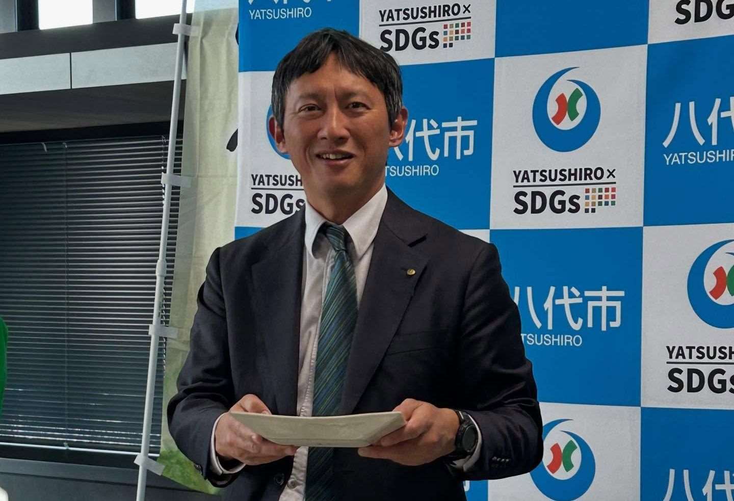 八代市の小野泰輔市長は「頼・総統をはじめ、多くの台湾の人々からの助けに心から感謝している」と述べました。（写真：小野泰輔FBより）