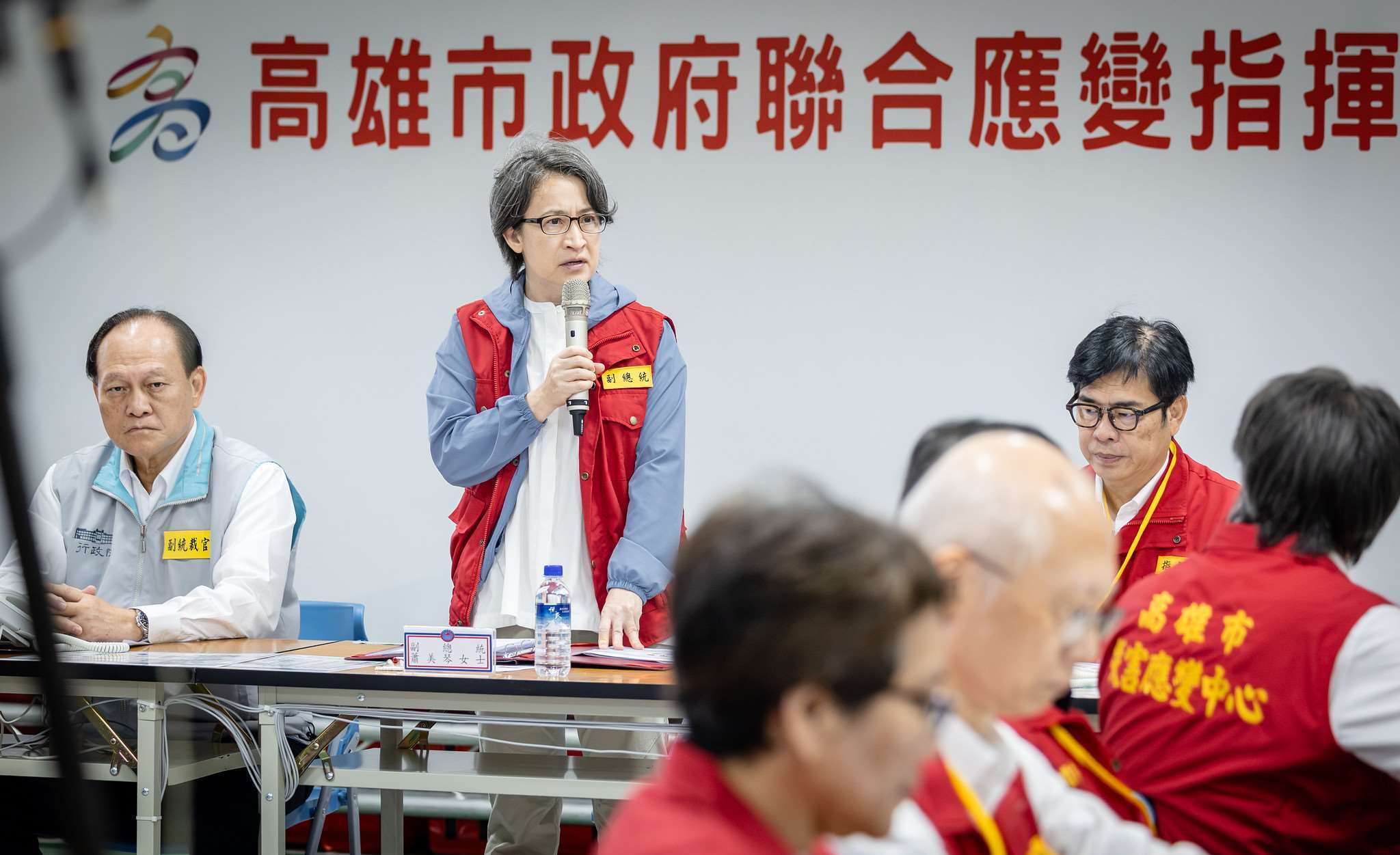 「2026都市強靭性（防空）演習」は7日、南部・台南市、高雄市、最南端・屏東県で実施。初めて中華民国国軍の定例軍事演習「漢光演習」に合わせて行われた。蕭美琴・副総統は、今回の演習は演習を通じて軍・民間・行政の連携を強化することで、「全民防衛」の強靭性を示していくことであると語った。（写真：総統府提供）