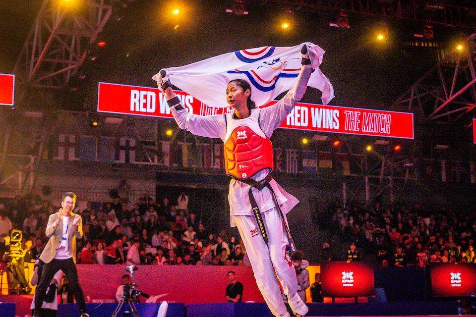 타이완의 류여우윈(劉侑芸) 선수가 2025 중국 우시 세계태권도선수권대회 여자 49kg급에서 금메달을 따냈다. - 사진: X@worldtaekwondo