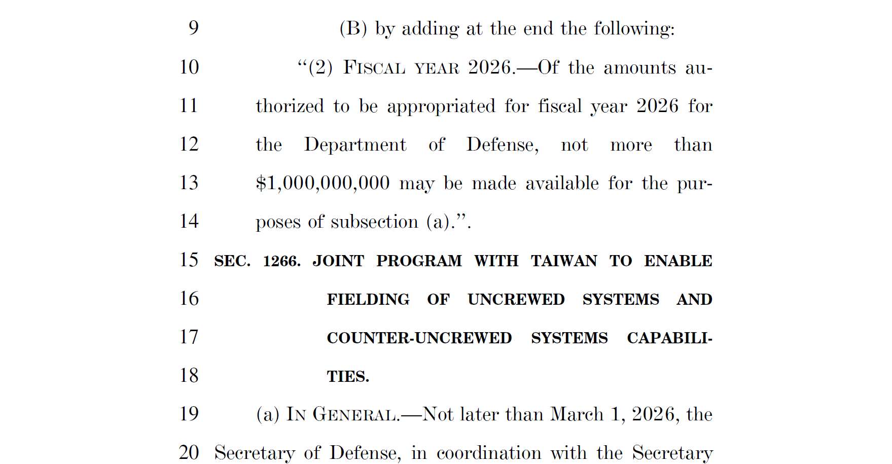 ▲미국 하원의장 마이크 존슨이 7일(현지 시간) 공개한 3000페이지 분량의 2026 국방수권법 상•하원 타협안에 타이완 안보에 미화 10억원을 지원하고, 타이완과 미국이 드론 무기체계와 안티드론 시스템을 공동 개발•생산 프로그램을 추진한다는 내용 등이 포함돼 있다. [사진= 마이크 존슨 하원의장 공식 홈페이지 캡처]