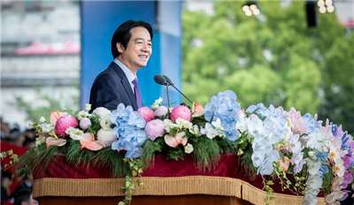 ▲라이칭더 총통이 10일(토) 쌍십절 국경일을 맞아 대국민 연설을 하고 있다. [사진 = 총통부 제공]