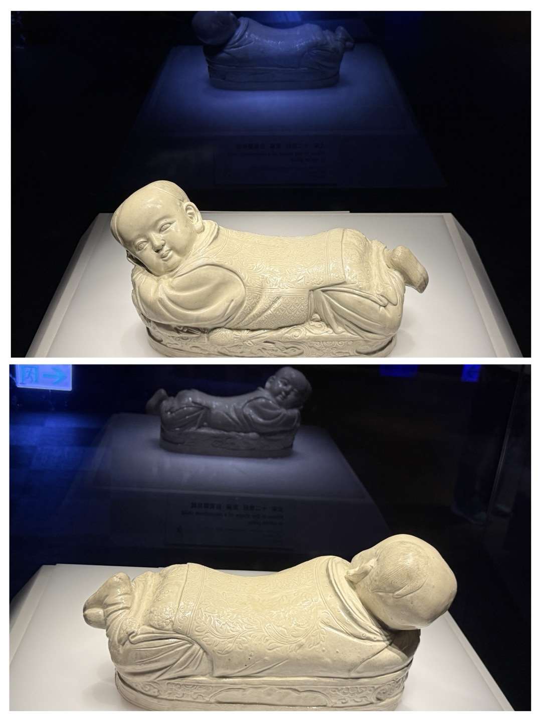 국립고궁박물원 남부분원 '여름나기' 특전에서 만나볼 수 있는 국보 송나라 정요(定窯, 가마 이름) 백자영아침(白瓷嬰兒枕). -사진: jennifer pai백조미