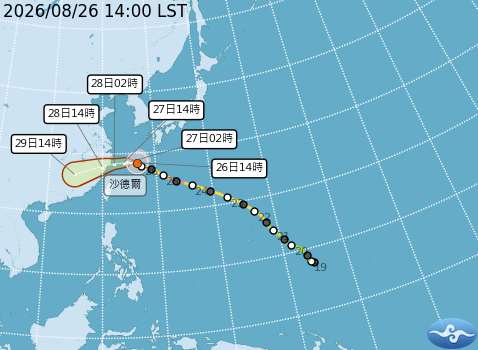 기상서는 8월26일 옹후 발표에서 제18호 태풍 사우델의 예상 경로가 북쪽으로 수정되고 세력 또한 약화되고 있다고 전했다. -사진: 중앙기상서 제공