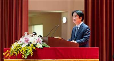 ▲7일(월) 오전 국방대학교에서 열린 ‘국군 군관 심화교육 2027년도 클래스 입교식(國軍軍官深造教育116年班開訓典禮)’에서 치사를 하고 있는 라이칭더 총통의 모습. [사진=총통부 제공]