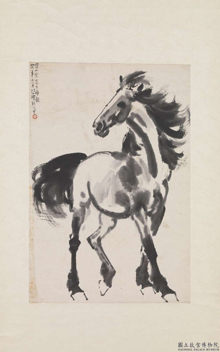 쉬베이홍(徐悲鴻, 1895-1953년) 작품 ‘말(馬)’. 쉬베이홍은 특히 말 그림으로 유명하며, 프랑스에서 서양 회화 기법을 공부하여 서양의 사실주의 회화와 중국 전통 필묵을 결합해 중국과 서양을 아우르는 새로운 화풍을 창조한 인물이다. -사진: 고궁 남원 제공