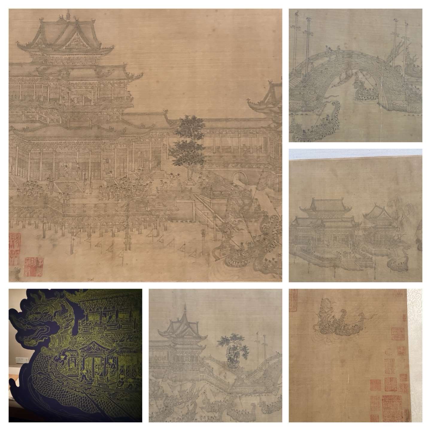 원나라 왕진붕(王振鵬, 생몰: 약 1280~1329년)의 국보 그림 ‘용주도(龍舟圖, 두루마리, 32.9 x178cm)’ . -사진: jennifer pai백조미