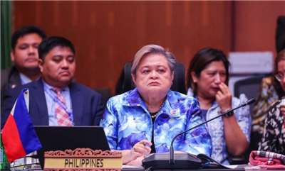 Setiausaha Jabatan Hal Ehwal Luar Filipina (DFA) Ma. Theresa Lazaro mengulangi hari ini bahawa Filipina mematuhi dasar "Satu China". (Foto: AP / 達志影像)