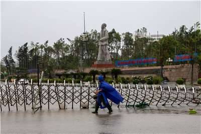 After Typhoon Bualoi made landfall in Nghe An Province, Vietnam, a man walks along a flooded street. (Image source: Reuters/DaZhi Images)