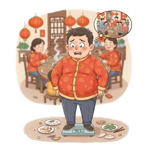 Maraming tao tumataba after ng CNY。(示意圖/AI生成)