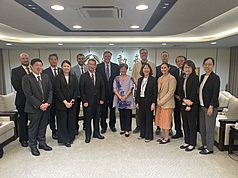 DD
U.S. Labor Union Leaders Visit Taiwan’s Ministry of Labor
A delegation of U.S. labor union and labor organization leaders visited Taiwan from August 29 to September 4. Taiwan Deputy Labor Minister Huang Ling-na (fifth from right, front row) received the delegation on August 31 for discussions and exchanges aimed at further deepening Taiwan-U.S. cooperation on labor affairs. (Photo: Ministry of Labor / CNA, September 4, 2026)