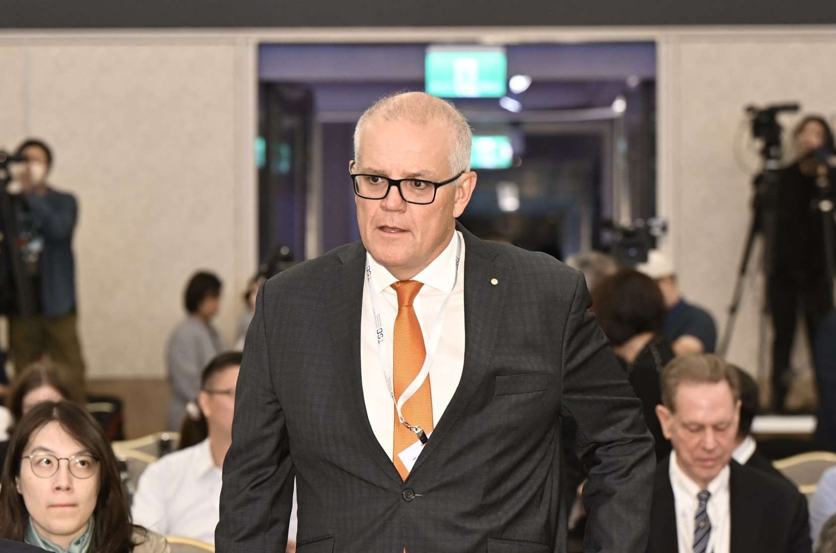 前澳洲總理莫里斯(Scott Morrison)8日出席國防安全研究院主辦的「2025台北安全對話」論壇。(鄭佑漢 攝)