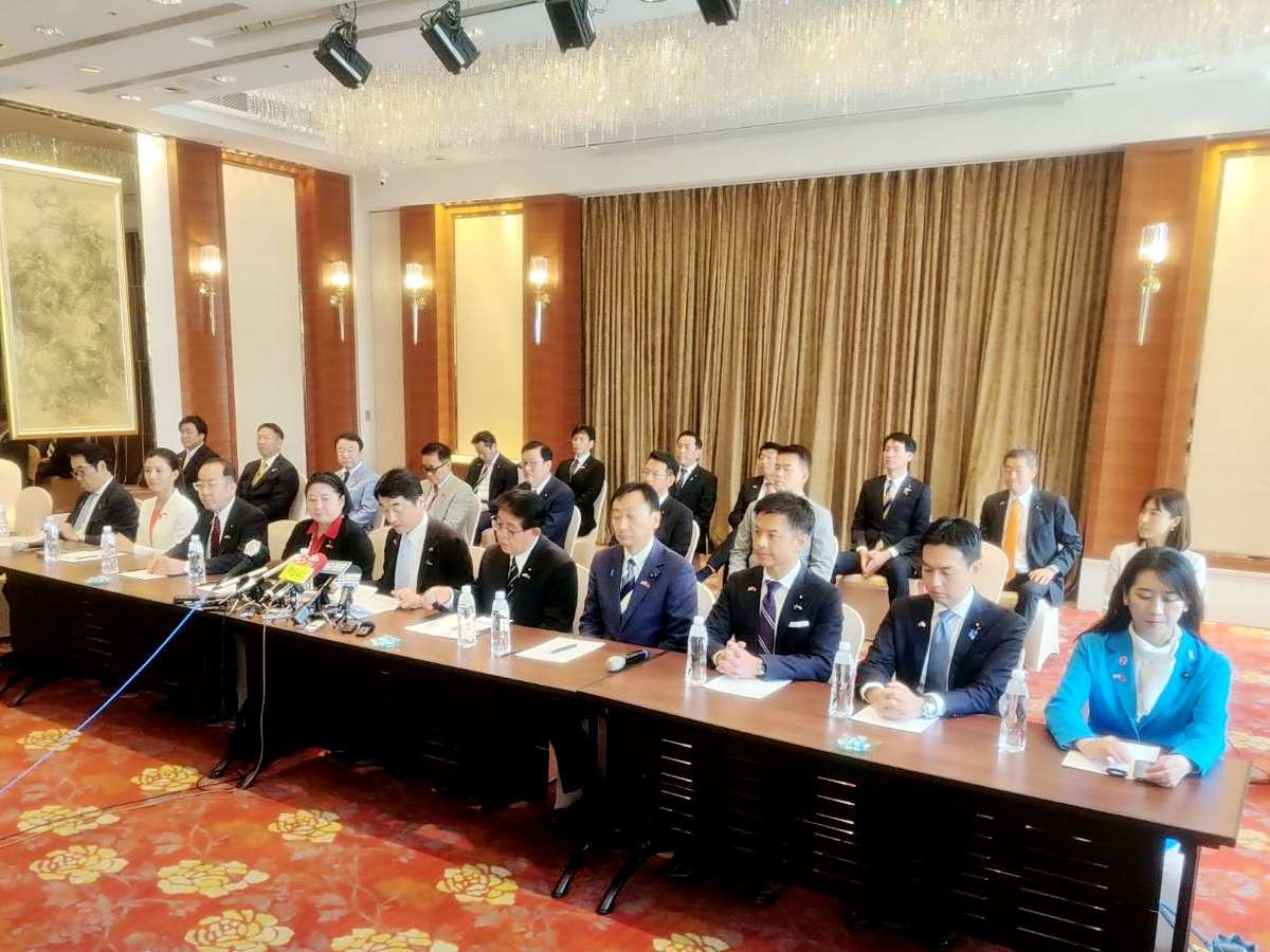 日本國會跨黨派友台團體「日華懇」籌組「中華民國國慶日本國會議員祝賀團」訪台，10日下午在台北舉行記者會 (央廣記者王照坤 攝)