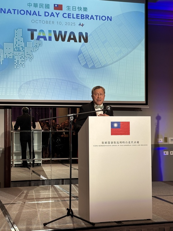 新任駐歐盟兼駐比利時代表謝志偉9月30日晚間在布魯塞爾主持114年國慶酒會。