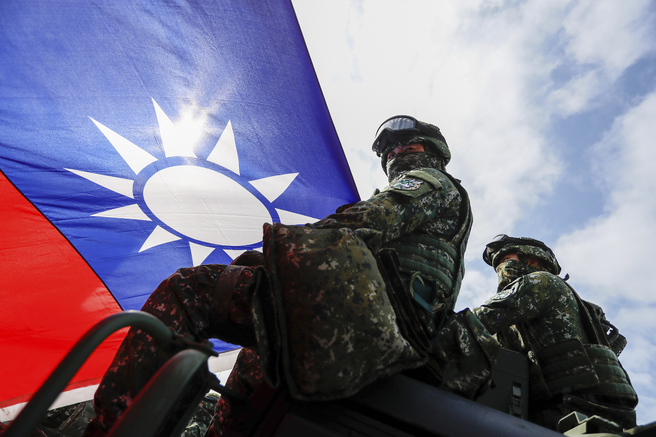 國軍、軍演、台海關係、台海情勢、國旗。(美聯社/達志影像)