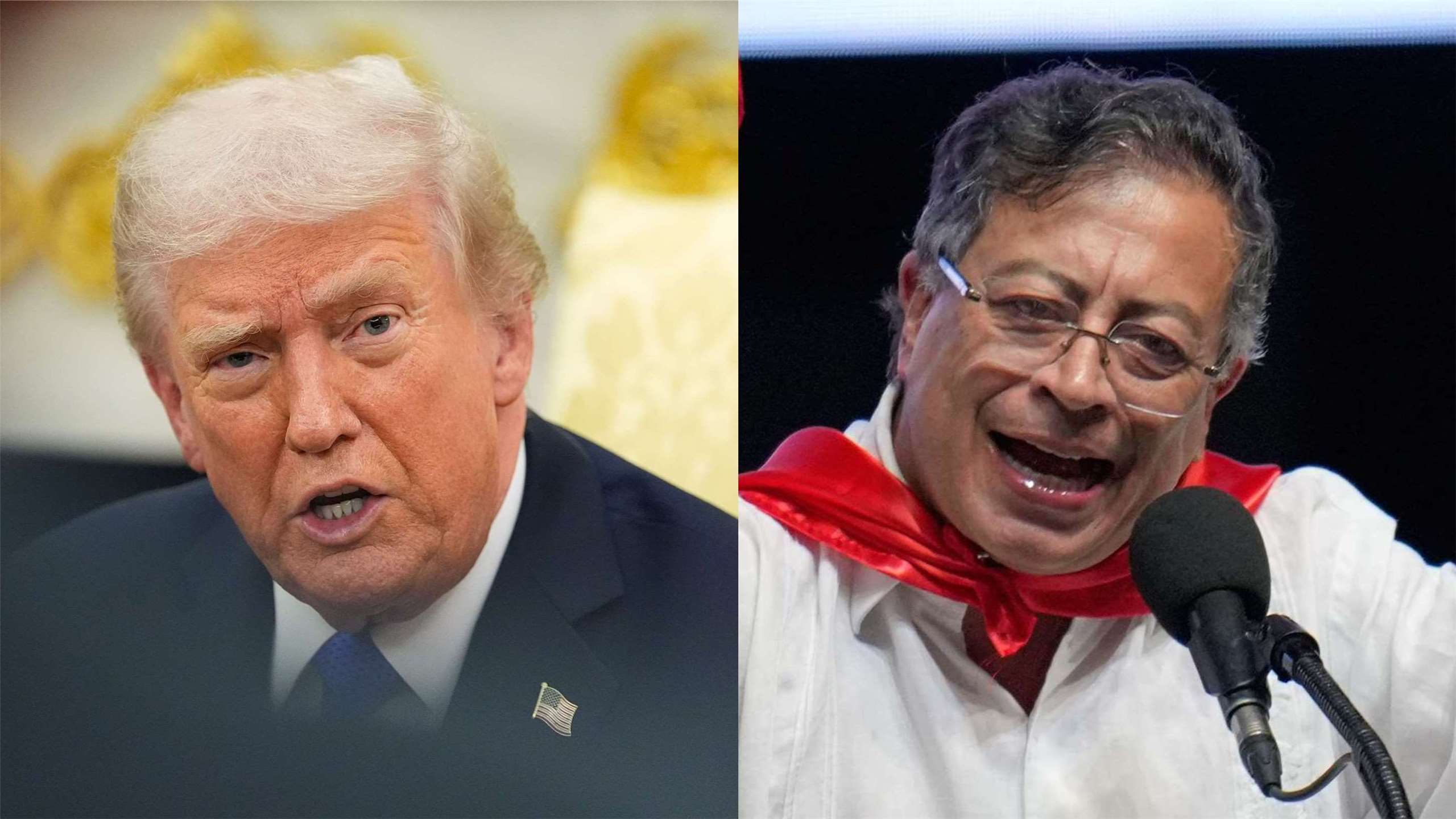 美國總統川普(Donald Trump)(左)、哥倫比亞總統裴卓(Gustavo Petro)(右)。合成圖。