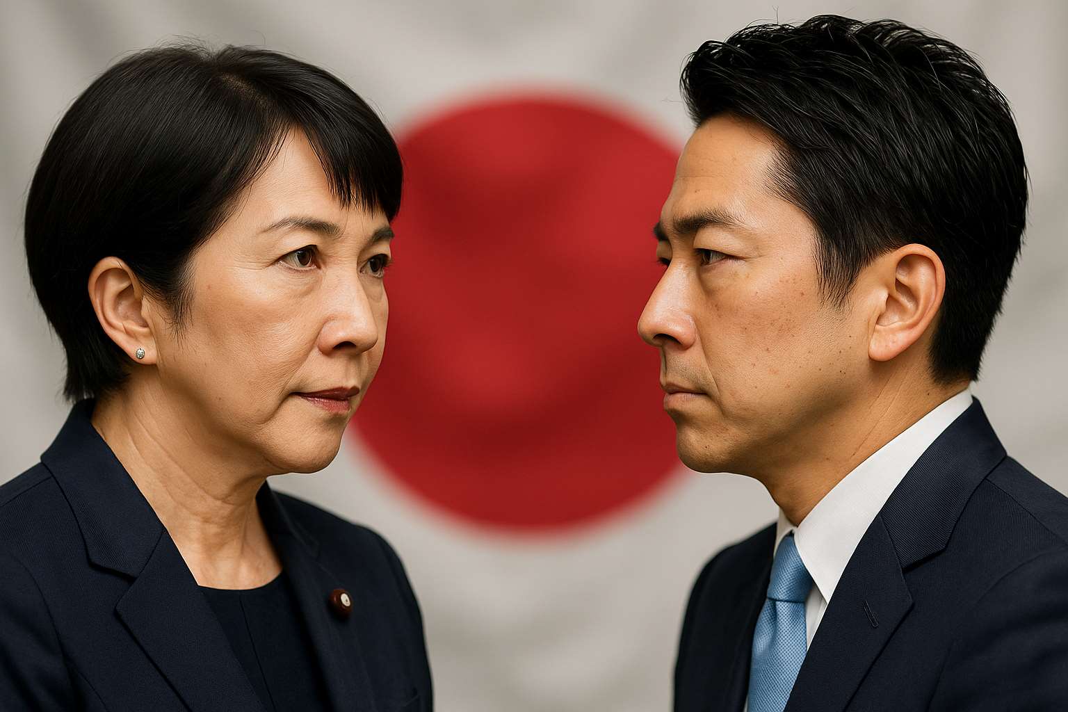 日本自民黨總裁選舉，目前形成高市早苗和小泉進次郎對決局面。(圖AI合成)