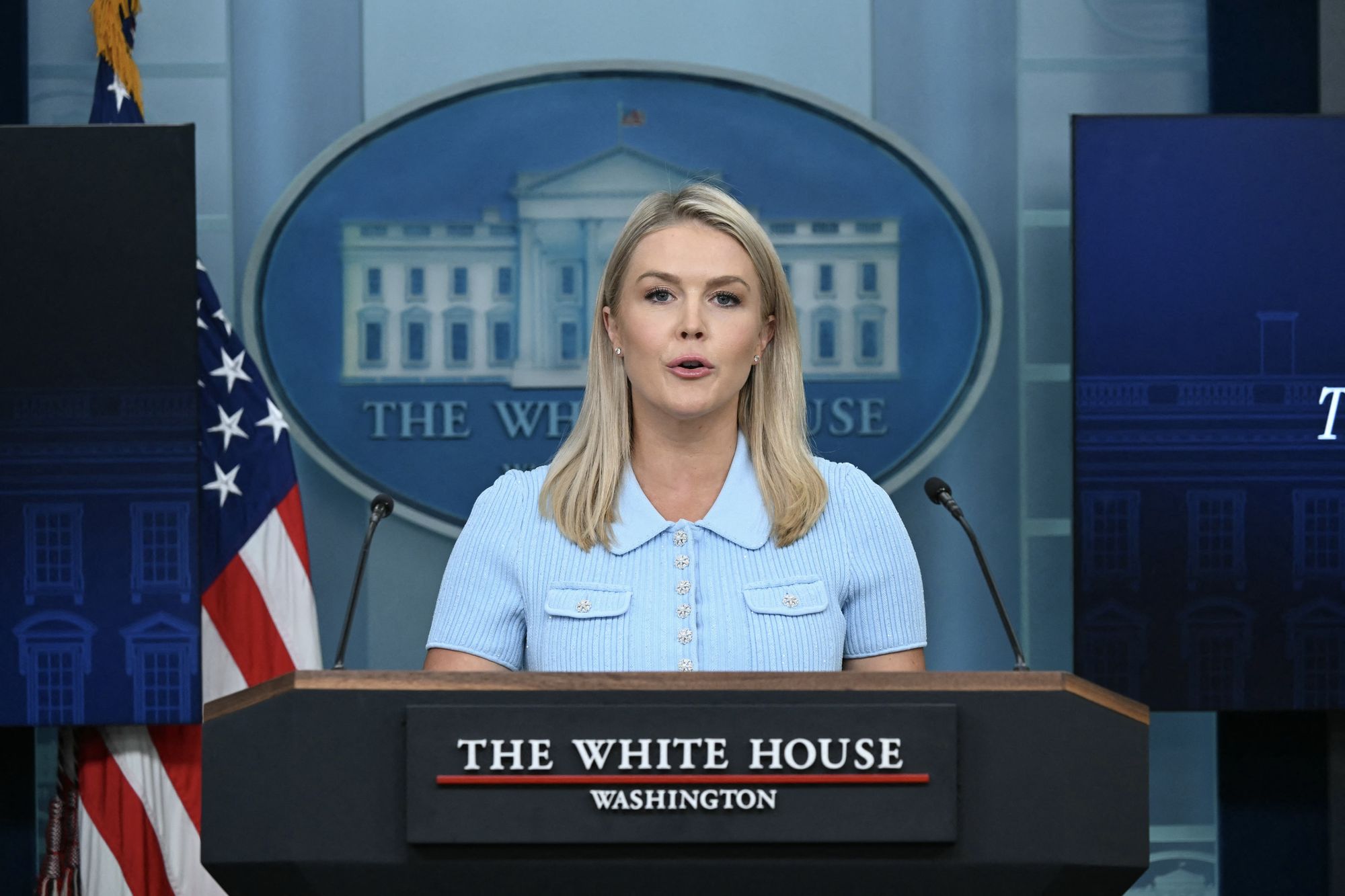 白宮發言人李威特(Karoline Leavitt)。 (AFP)