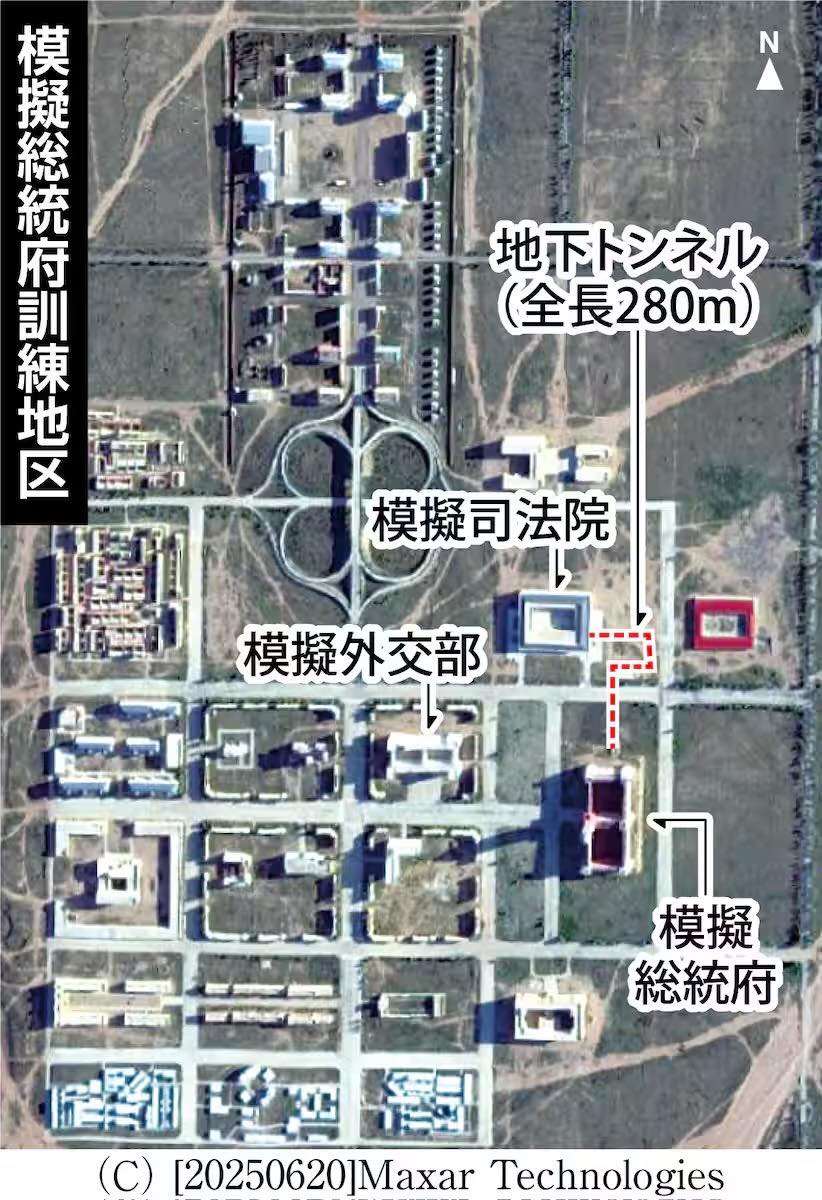 日本智庫「國家基本問題研究所」2日指出，共軍為了準備侵台，在內蒙古的朱日和訓練基地打造模擬台灣博愛特區的建築物群。(圖：矢板明夫臉書)