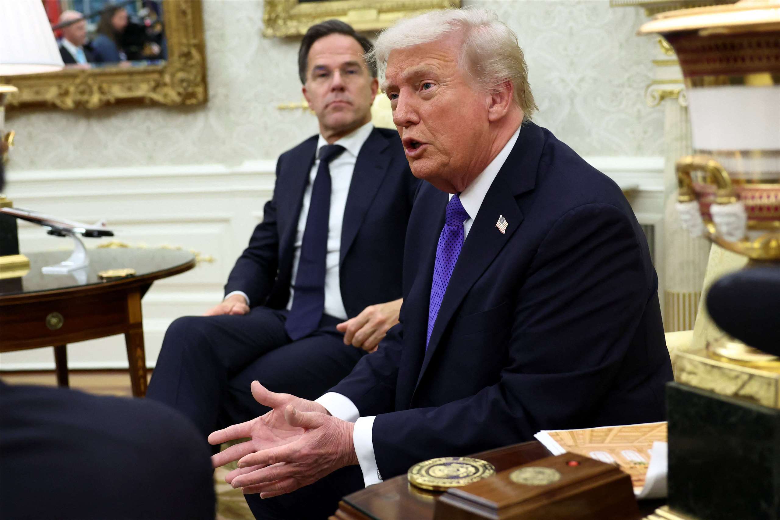 美國總統川普與北大西洋公約組織(NATO)秘書長呂特(Mark Rutte)