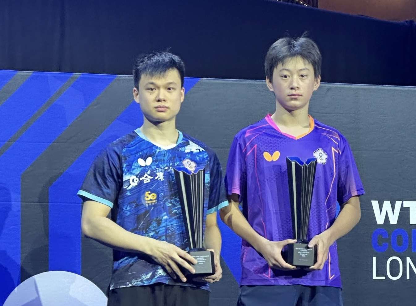 台灣桌球男雙組合馮翊新與郭冠宏逆轉奪冠。 (圖:翻攝合作金庫銀行桌球隊臉書)