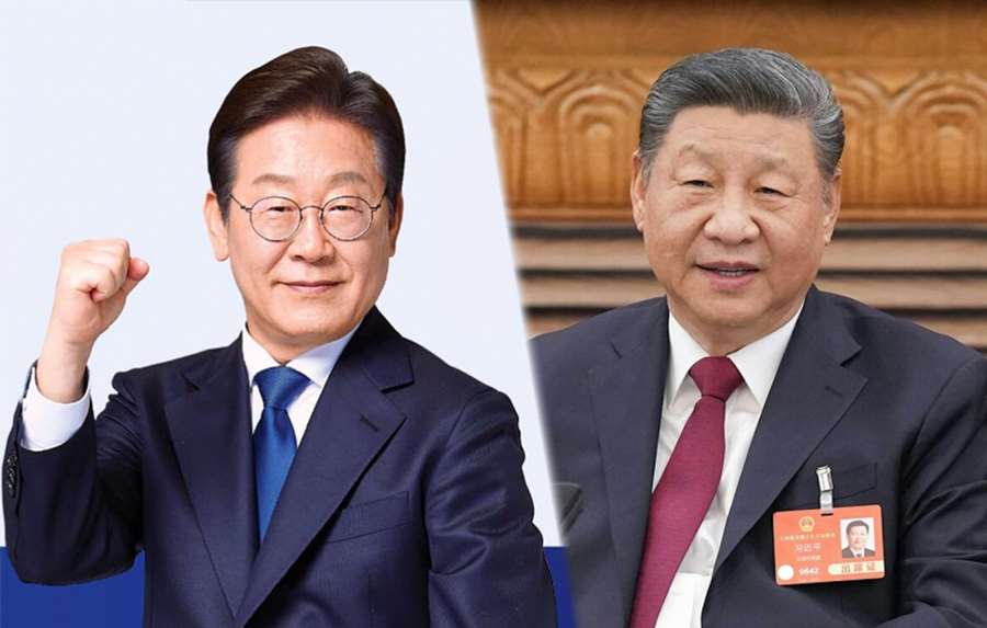 南韓總統李在明表示，南韓再也無法重回　「安全靠美國、經濟靠中國」的傳統模式。韓國總統李在明(左)、中國國家主席習近平(右)。合成圖。(網路圖片)