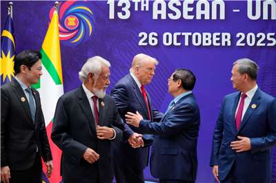 川普26日出席於馬來西亞吉隆坡舉行的東協高峰會。