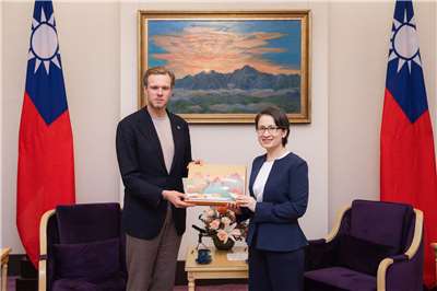 副總統蕭美琴31日接見國智庫大西洋理事會「2025年跨大西洋高階訪問團」。 (總統府提供)