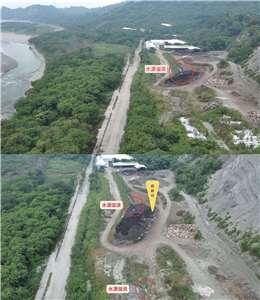 台中市因應非洲豬瘟處理廚餘方式惹議，多名民進黨市議員出示空拍照於30日表示，環保局將廚餘傾倒進掩埋場，導致霧峰掩埋場廚餘水外溢。(圖:台中市議員江肇國臉書)