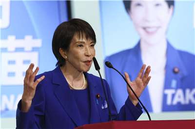 	日本前經濟安保大臣、自民黨總裁選舉候選人高市早苗。(AFP)
