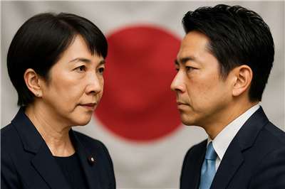 日本自民黨總裁選舉，目前形成高市早苗和小泉進次郎對決局面。(圖AI合成)