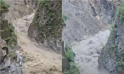 農業部林業及自然保育署花蓮分署今天(29日)發布快訊，燕子口堰塞湖壩體溢流水道水量擴大並沖刷壩體，引發立霧溪下游水位抬升，呼籲民眾不要進入立霧溪下游河道。(翻攝林保署花蓮分署粉專)