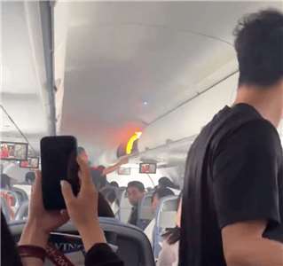 中國國際航空編號CA139航班18日上午從杭州飛往韓國首爾途中，行李置物櫃突然起火，航班因此緊急備降上海浦東國際機場（網路圖片）