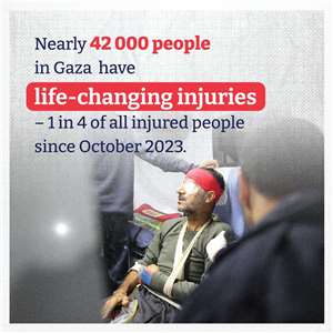 世衛表示，加薩戰火致4萬多人終身傷殘。 (圖:X@WHO)