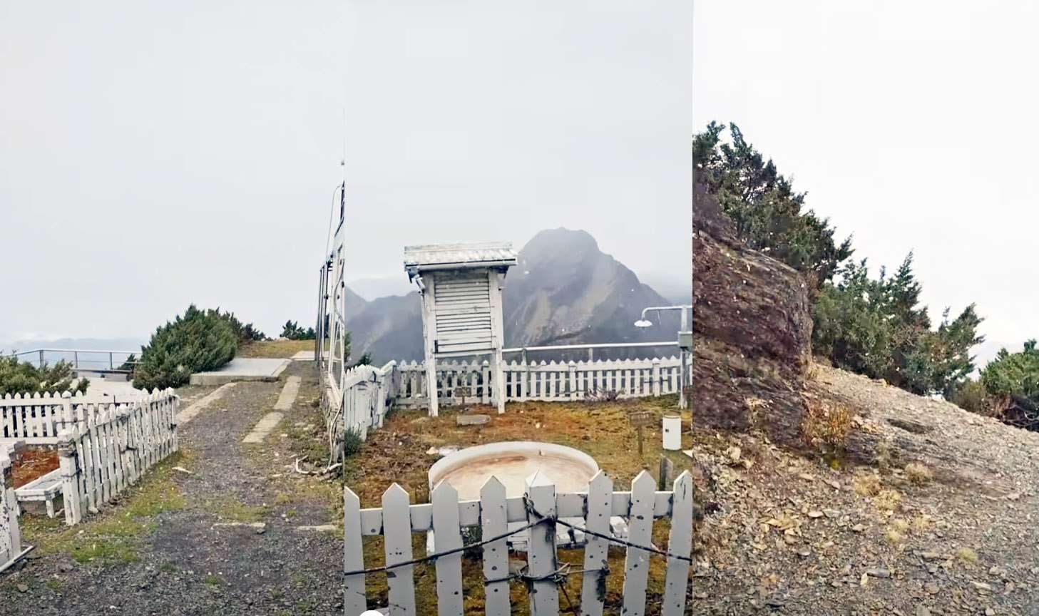 氣象署20日表示，玉山氣象站在中午12時25分觀測到玉山初雪降臨。合成照。(翻攝報天氣 - 中央氣象署臉書)