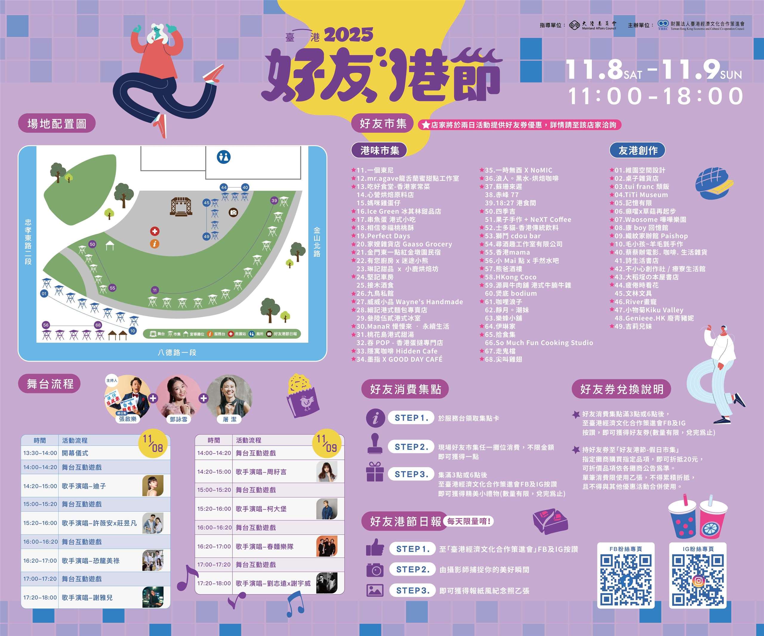 財團法人台港經濟文化合作策進會與大陸委員會再度攜手，於11月8日至9日每日11時至18時在華山文創園區舉辦「2025好友港節市集」活動。(台港經濟文化合作策進會提供)