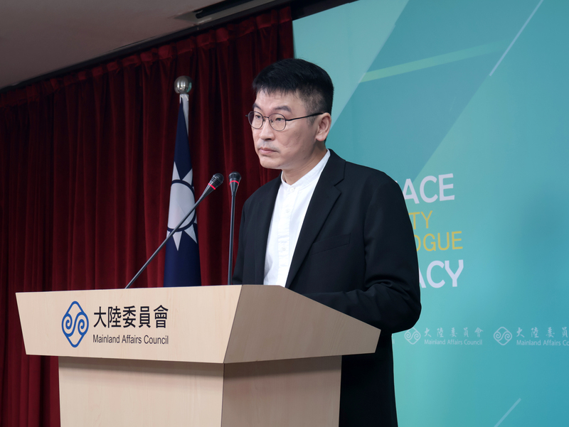 陸委會6日下午召開例行記者會，由副主委兼發言人梁文傑主持。 (圖：中央社)