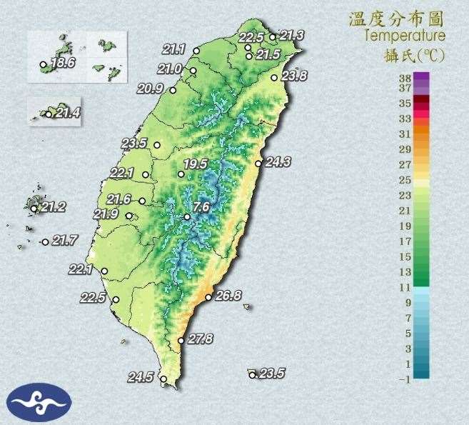 13、14日兩天東北季風略增強，北台灣氣溫略降，15、16日氣溫回升。(圖:交通部中央氣象署)