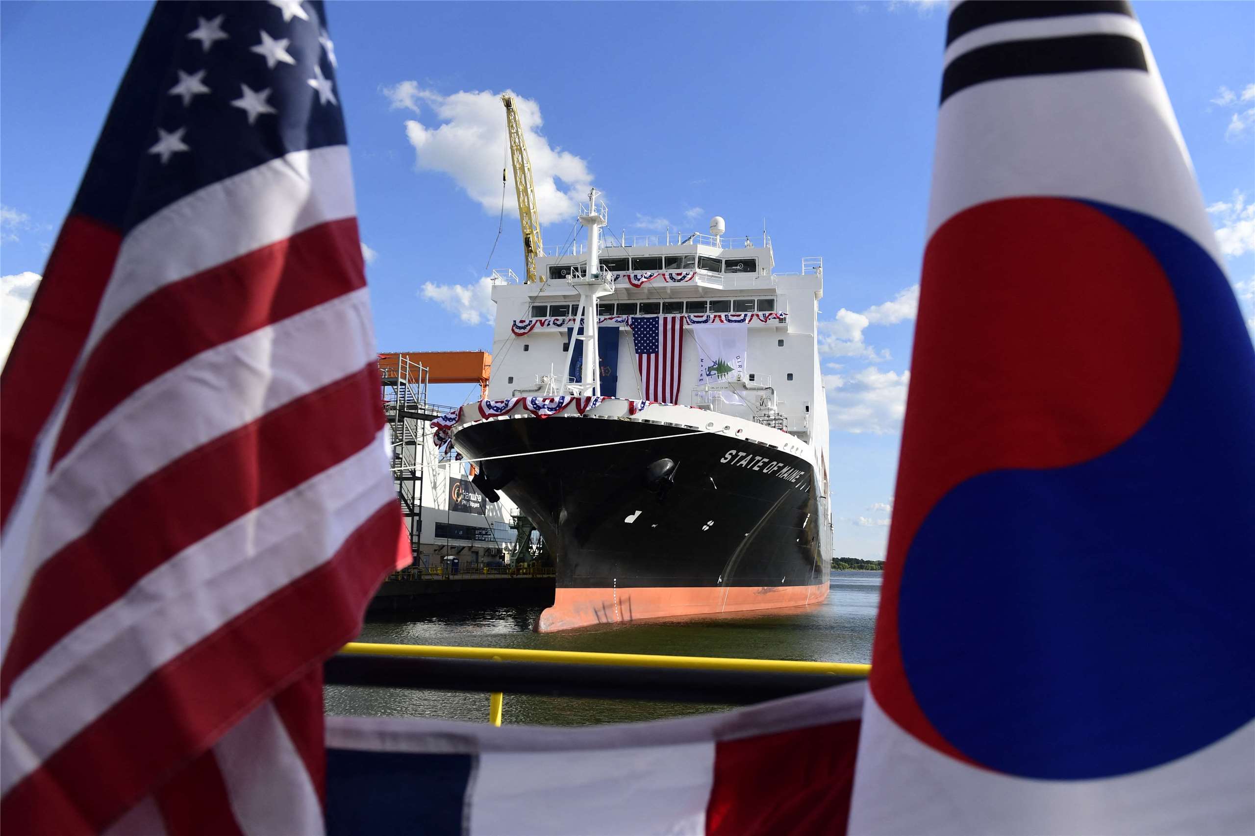 圖為緬因號訓練艦攝於韓華費城造船廠。資料照。