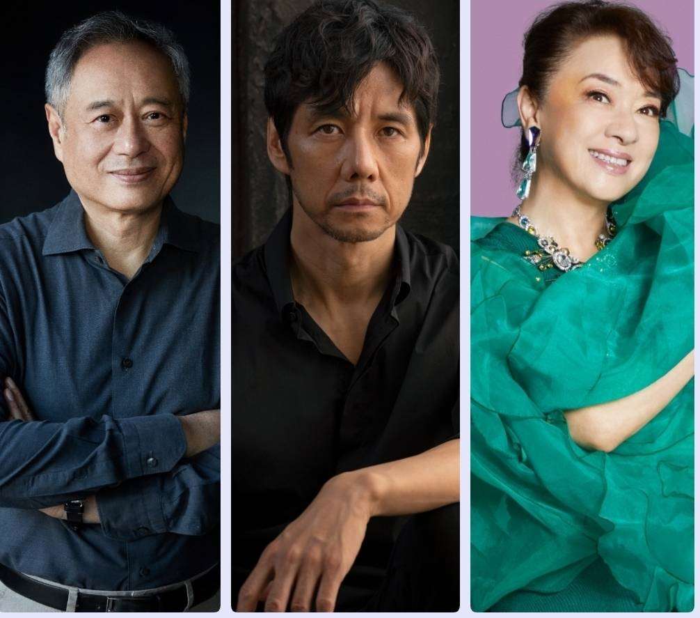 金馬62頒獎嘉賓曝光，導演李安(左起)、日本金像獎影帝西島秀俊、旅日金馬影后翁倩玉都在名單之列。(金馬執委會提供)