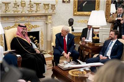美國總統川普(Donald Trump)18日在白宮會見沙國王儲穆罕默德．沙爾曼(Mohammed bin Salman)。 (圖:X@WhiteHouse)