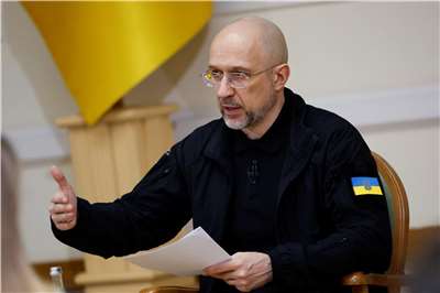 烏克蘭國防部長什米哈爾（Denys Shmyhal）出席歐洲遠征軍會議，創下JEF首例。資料照。