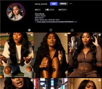 人工智慧（AI）歌手Xania Monet的Instagram帳號。(圖擷取自Instagram@xania_monet)
