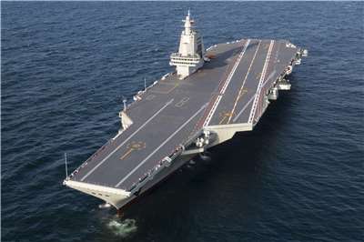 中國第3艘航空母艦福建號2024年5月1日首次航行並於本周入列，常駐海南三亞。資料照片 (AFP)