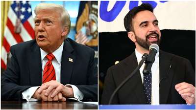 美國總統川普(Donald Trump)(左)、準紐約市長曼達尼(Zohran Mamdani)(右)。